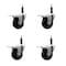 Service Caster 3.5'' Hard Rubber Swivel 3/4'' Expanding Stem Caster Set Total Lock Brake, 4PK SCC-EXTTL20S3514-HRS-34-4 - alternate 1
